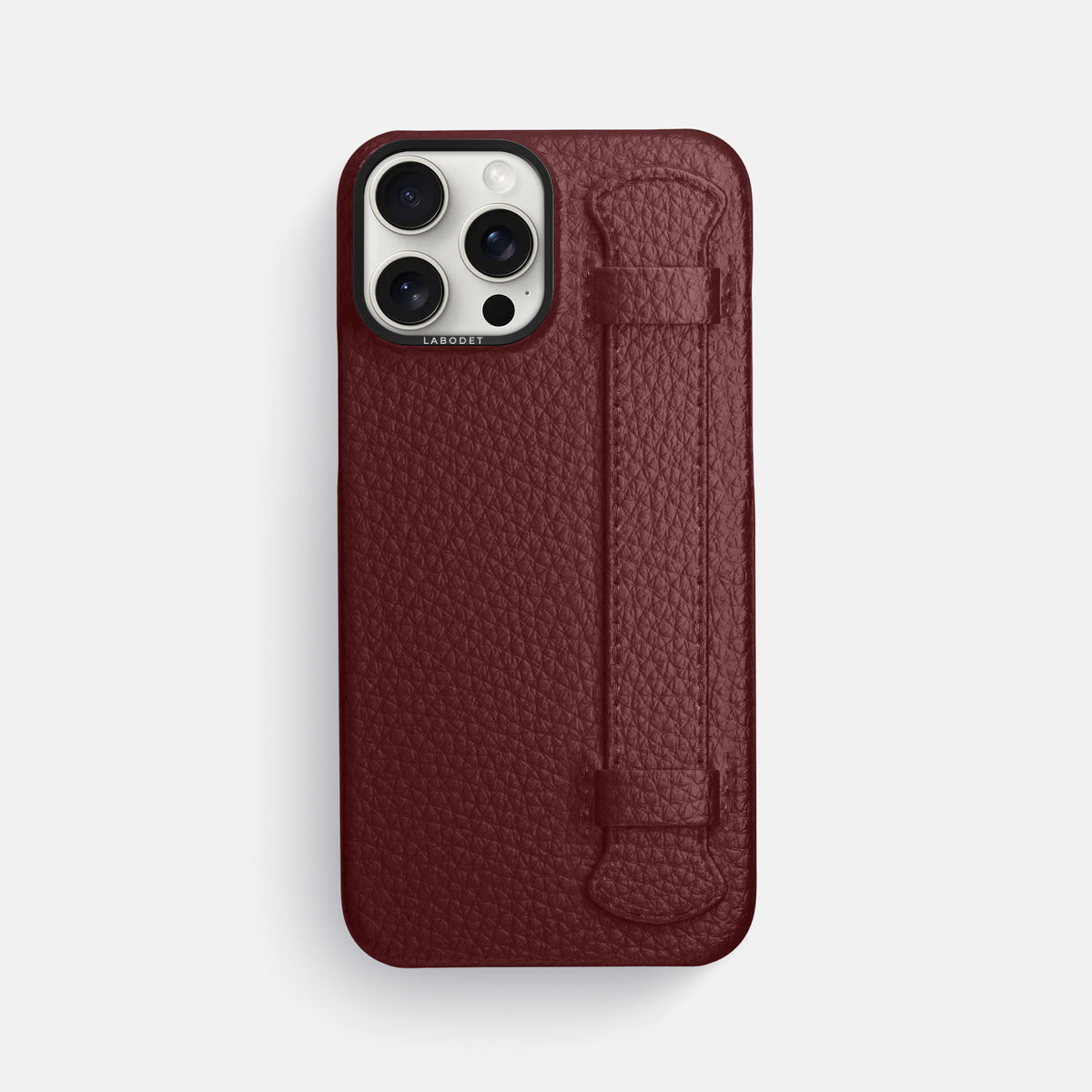 Bordeaux iPhone 16 Pro Max Handle Case Calf with Black Metal -1 | Bordeaux-Black
