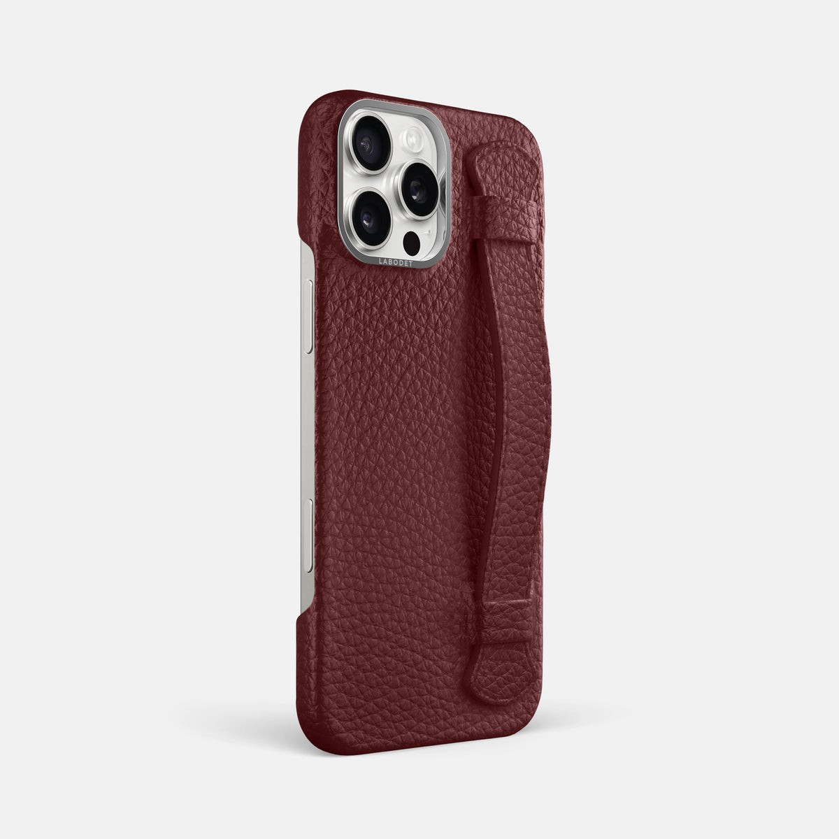 Bordeaux iPhone 16 Pro Max Handle Case Calf with Steel Metal -2 | Bordeaux-Steel