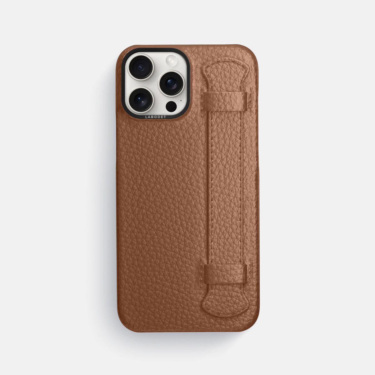 Caramel iPhone 16 Pro Max Handle Case Calf with Black Metal -1 | Caramel-Black