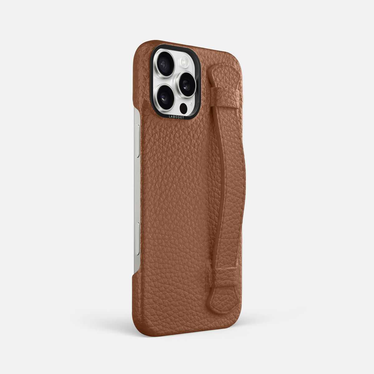 Caramel iPhone 16 Pro Max Handle Case Calf with Black Metal -2 | Caramel-Black