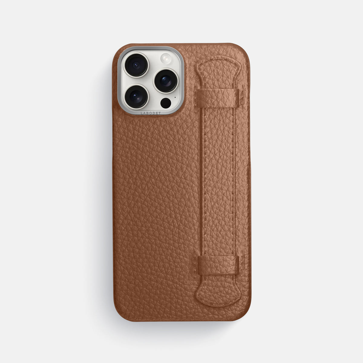 Caramel iPhone 16 Pro Max Handle Case Calf with Steel Metal -1 | Caramel-Steel