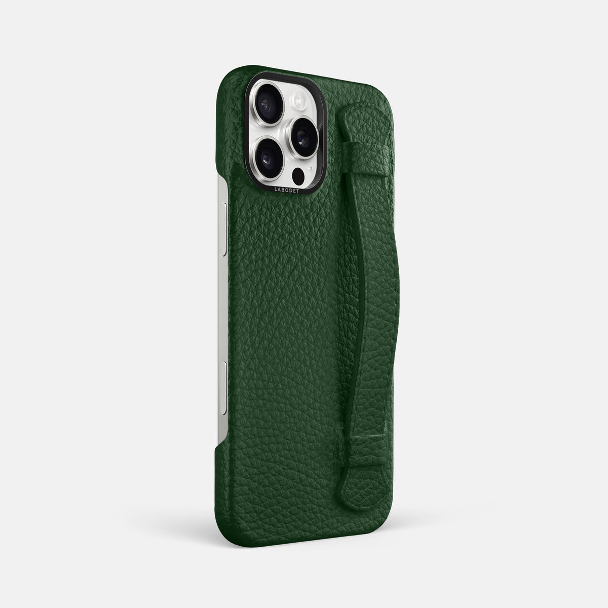 Dark Green iPhone 16 Pro Max Handle Case Calf with Black Metal -2 | Dark-Green-Black