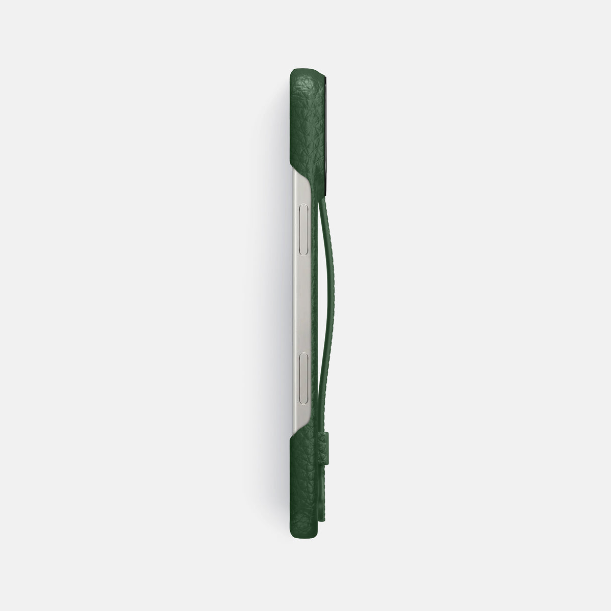 Dark Green iPhone 16 Pro Max Handle Case Calf with Black Metal -3 | Dark-Green-Black