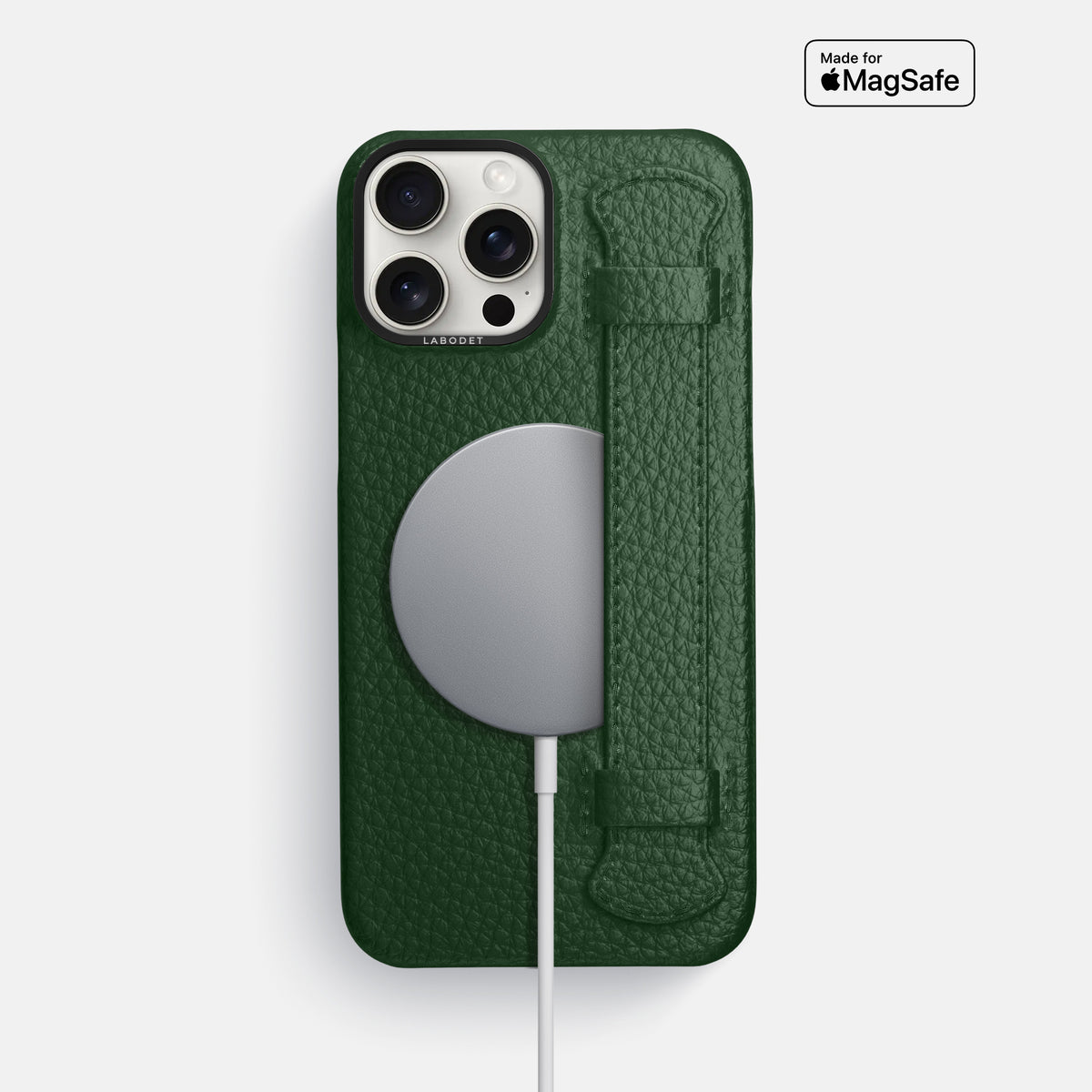 Dark Green iPhone 16 Pro Max Handle Case Calf with Black Metal -5 | Dark-Green-Black