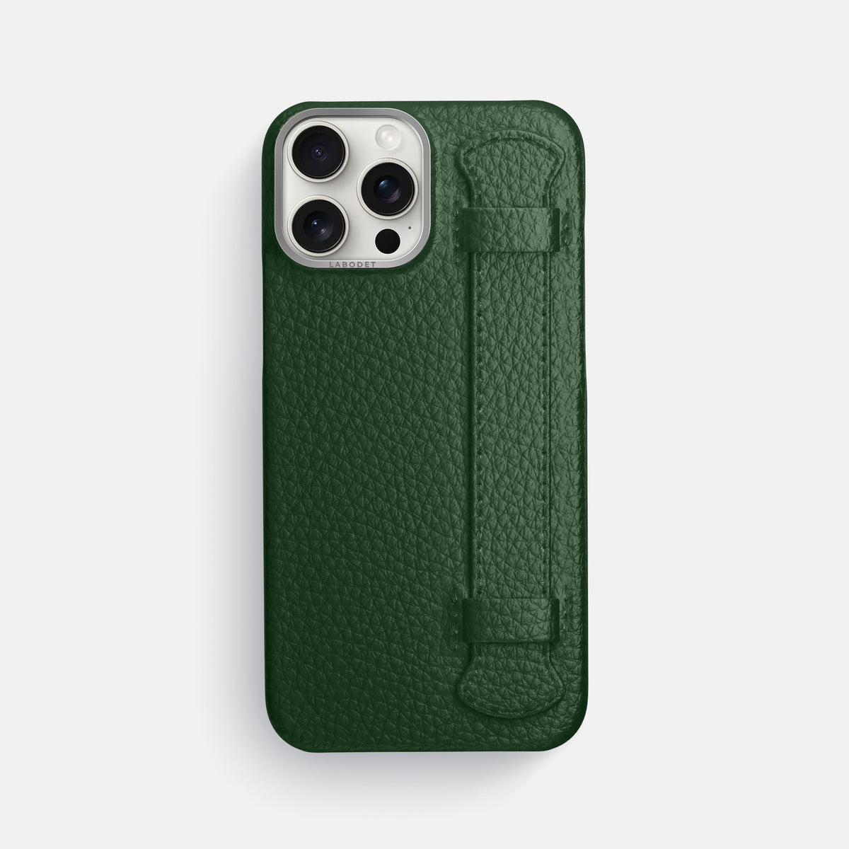 Dark Green iPhone 16 Pro Max Handle Case Calf with Steel Metal -1 | Dark-Green-Steel
