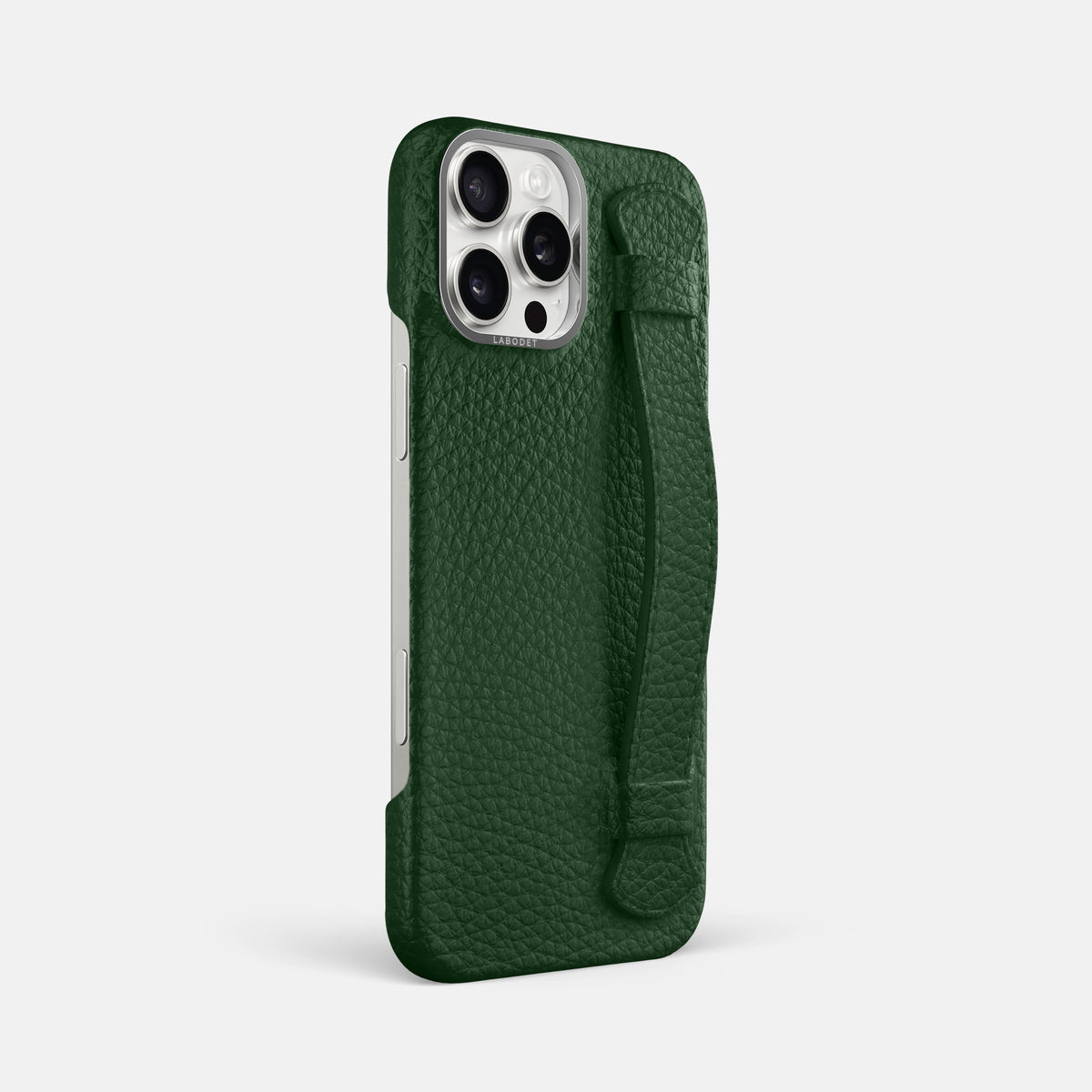 Dark Green iPhone 16 Pro Max Handle Case Calf with Steel Metal -2 | Dark-Green-Steel