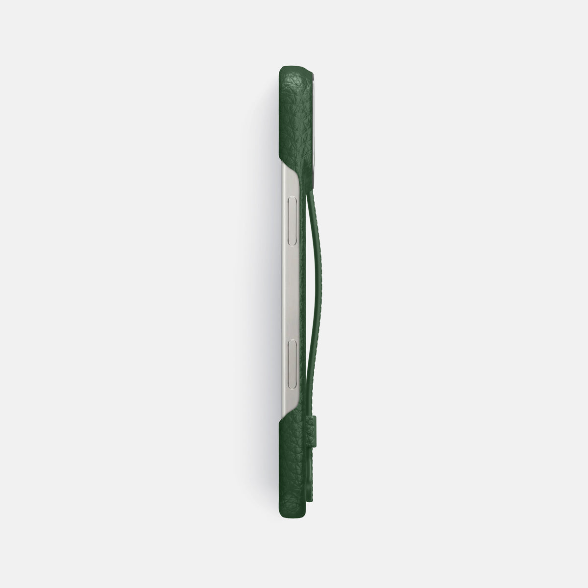 Dark Green iPhone 16 Pro Max Handle Case Calf with Steel Metal -3 | Dark-Green-Steel