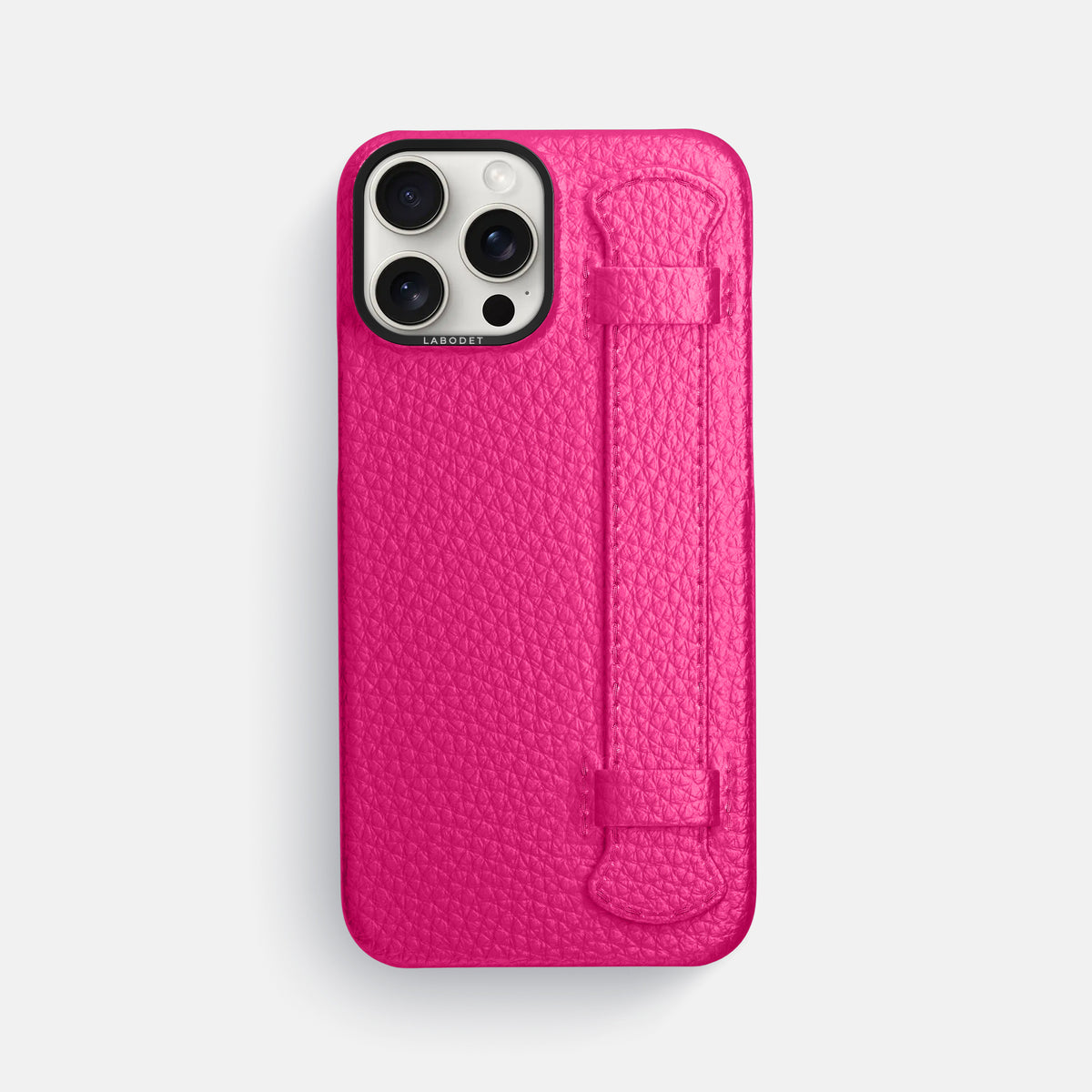 Magenta iPhone 16 Pro Max Handle Case Calf with Black Metal -1 | Magenta-Black