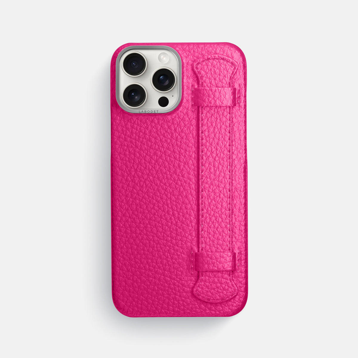Magenta iPhone 16 Pro Max Handle Case Calf with Steel Metal -1 | Magenta-Steel