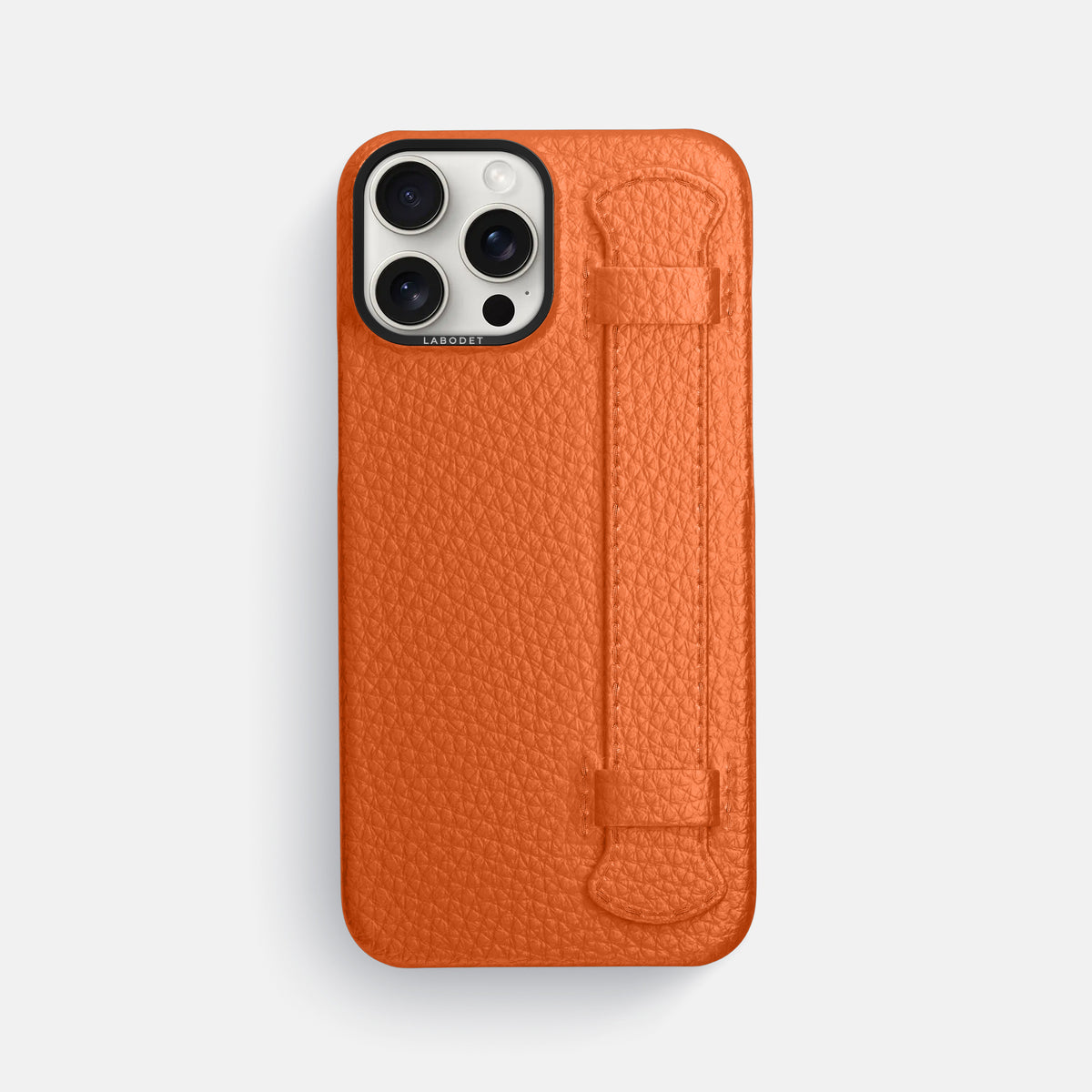 Orange iPhone 16 Pro Max Handle Case Calf with Black Metal -1 | Orange-Black