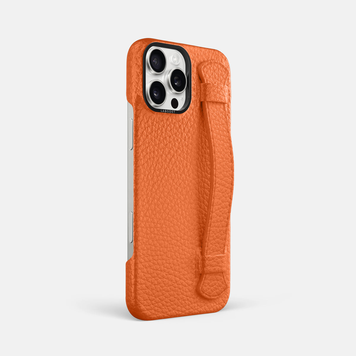 Orange iPhone 16 Pro Max Handle Case Calf with Black Metal -2 | Orange-Black