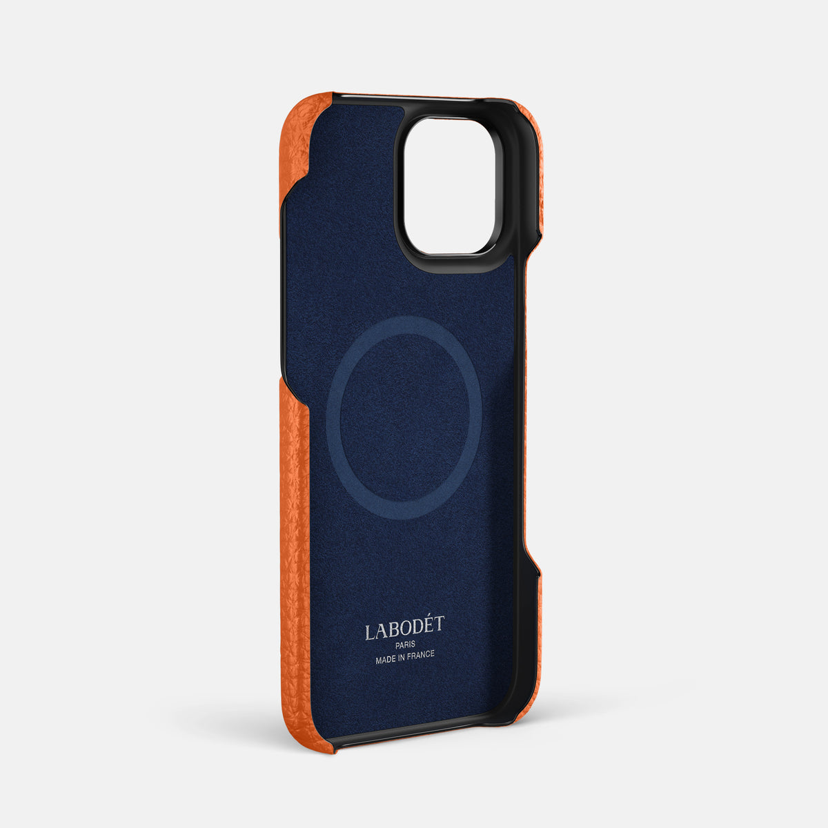 Orange iPhone 16 Pro Max Handle Case Calf with Black Metal -4 | Orange-Black