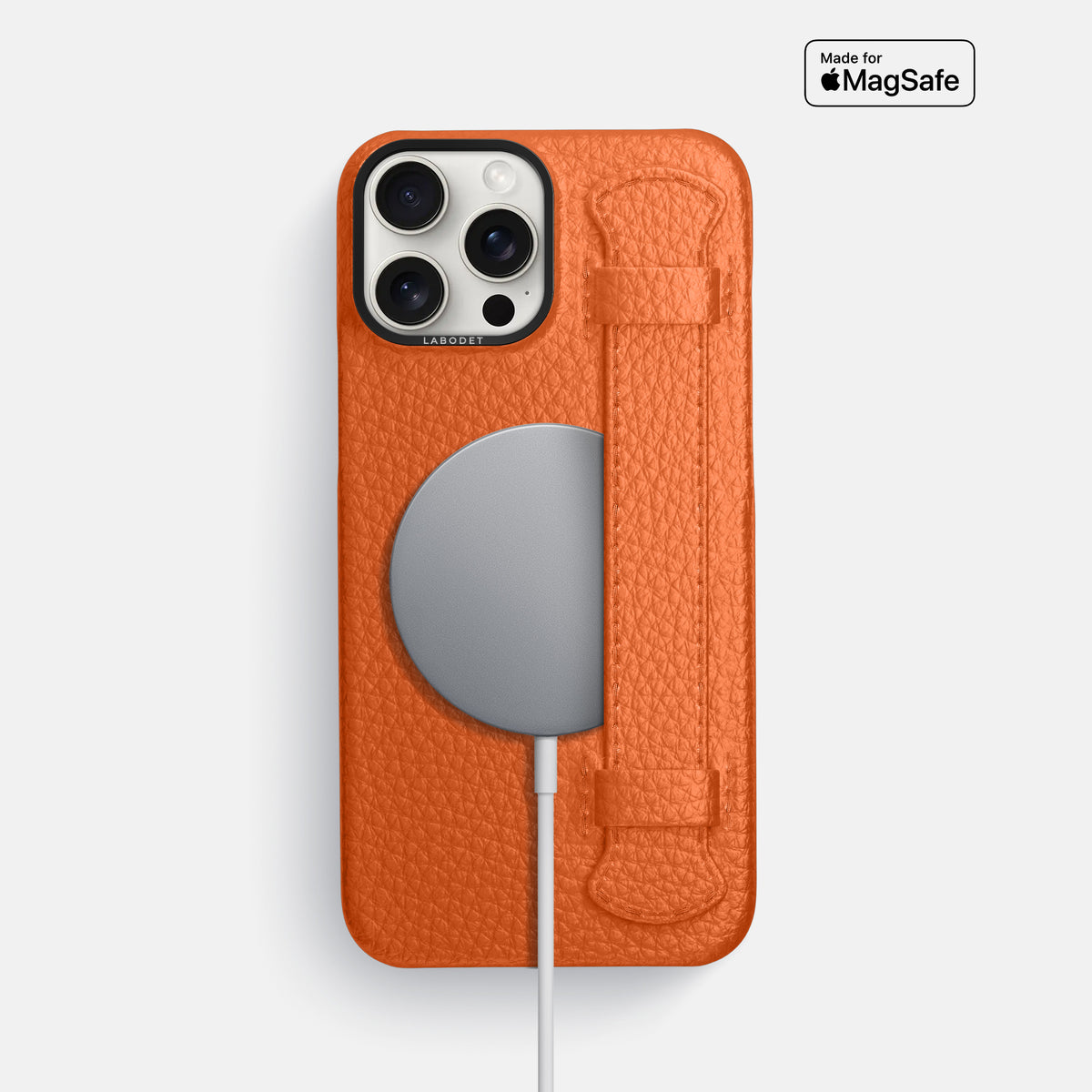 Orange iPhone 16 Pro Max Handle Case Calf with Black Metal -5 | Orange-Black