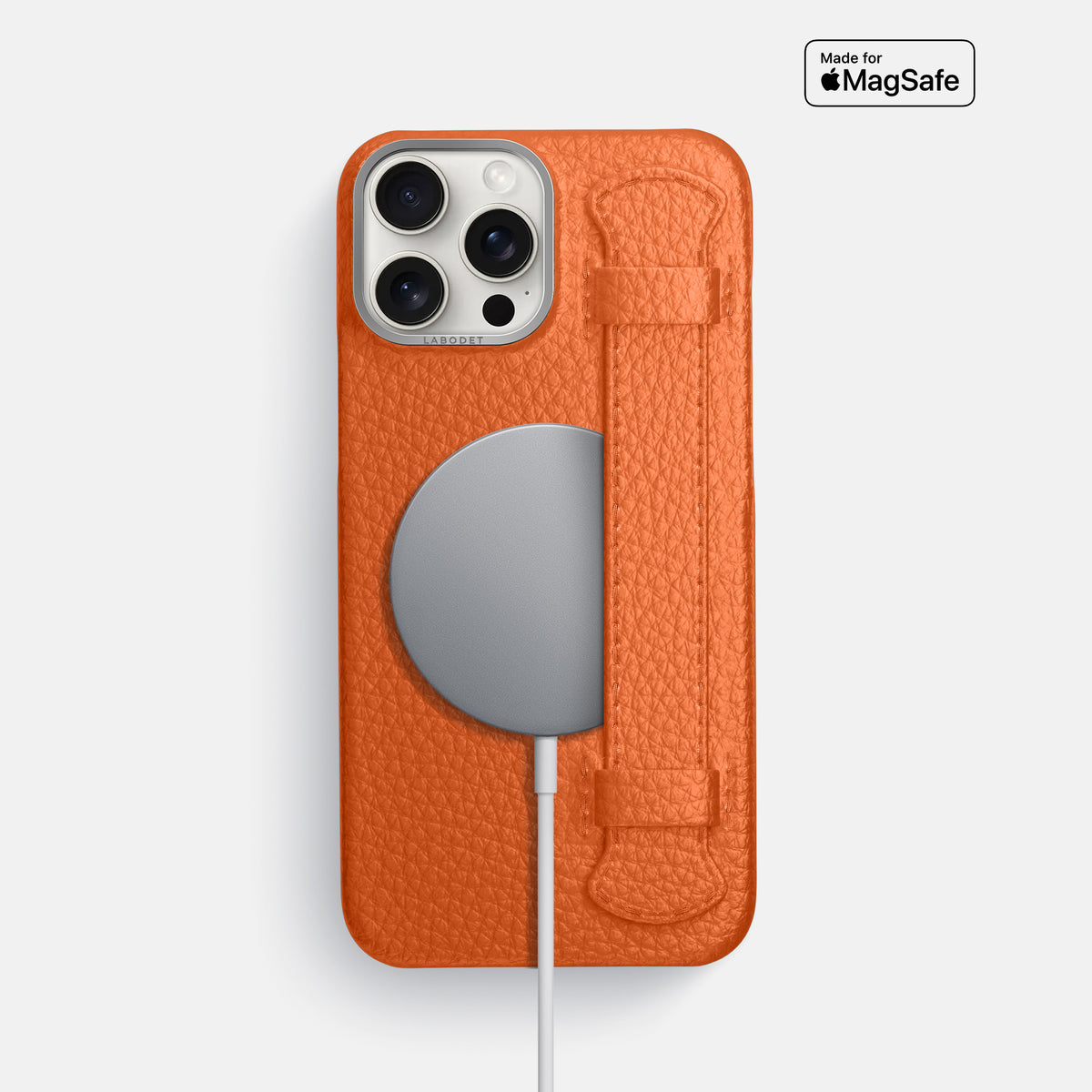 Orange iPhone 16 Pro Max Handle Case Calf with Steel Metal -5 | Orange-Steel