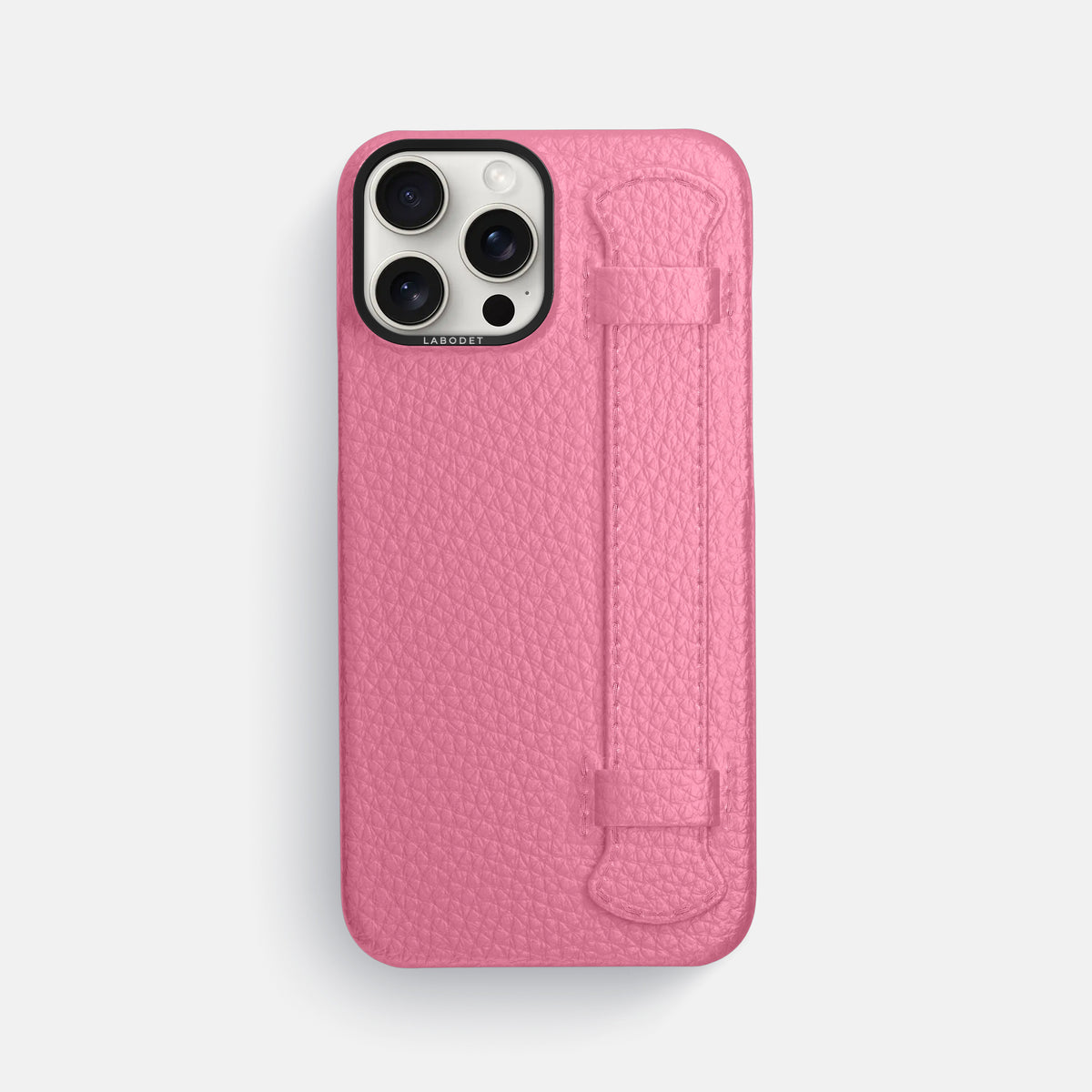 Pink iPhone 16 Pro Max Handle Case Calf with Black Metal -1 | Pink-Black