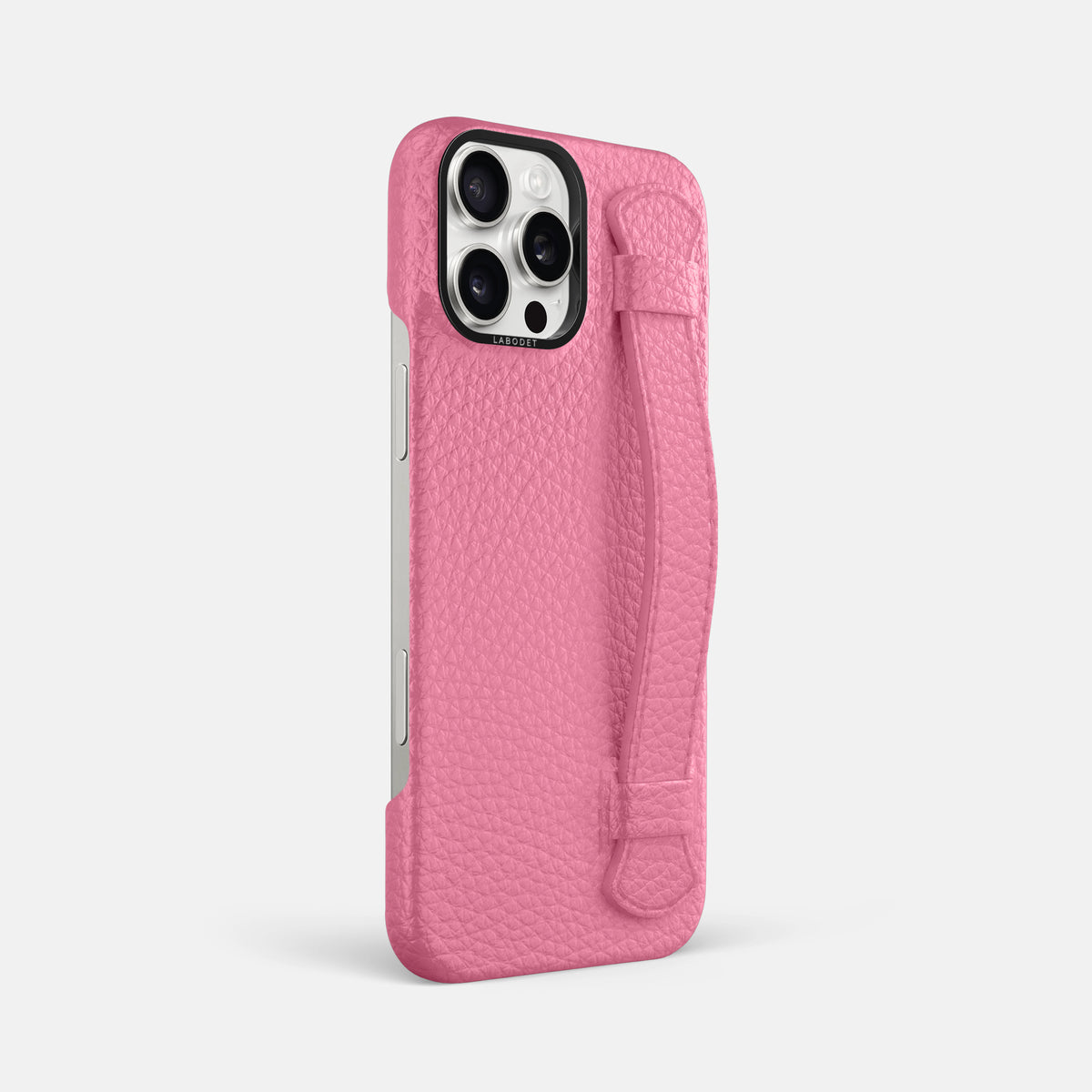 Pink iPhone 16 Pro Max Handle Case Calf with Black Metal -2 | Pink-Black