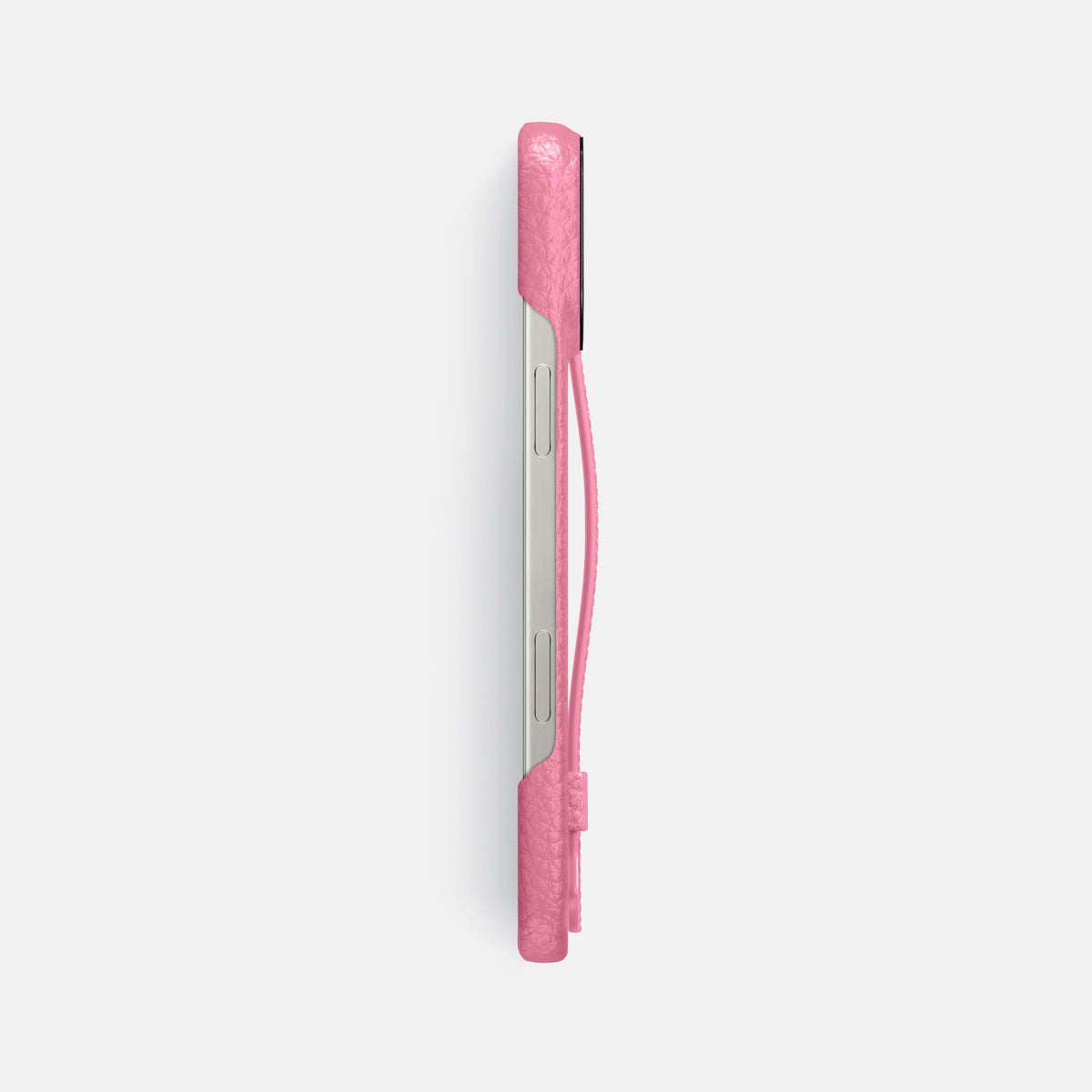 Pink iPhone 16 Pro Max Handle Case Calf with Black Metal -3 | Pink-Black
