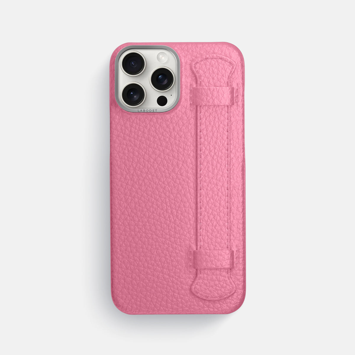 Pink iPhone 16 Pro Max Handle Case Calf with Steel Metal -1 | Pink-Steel