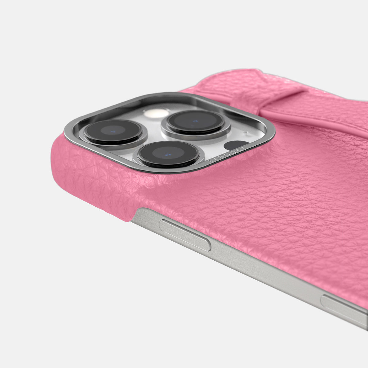 Pink iPhone 16 Pro Max Handle Case Calf with Steel Metal -6 | Pink-Steel