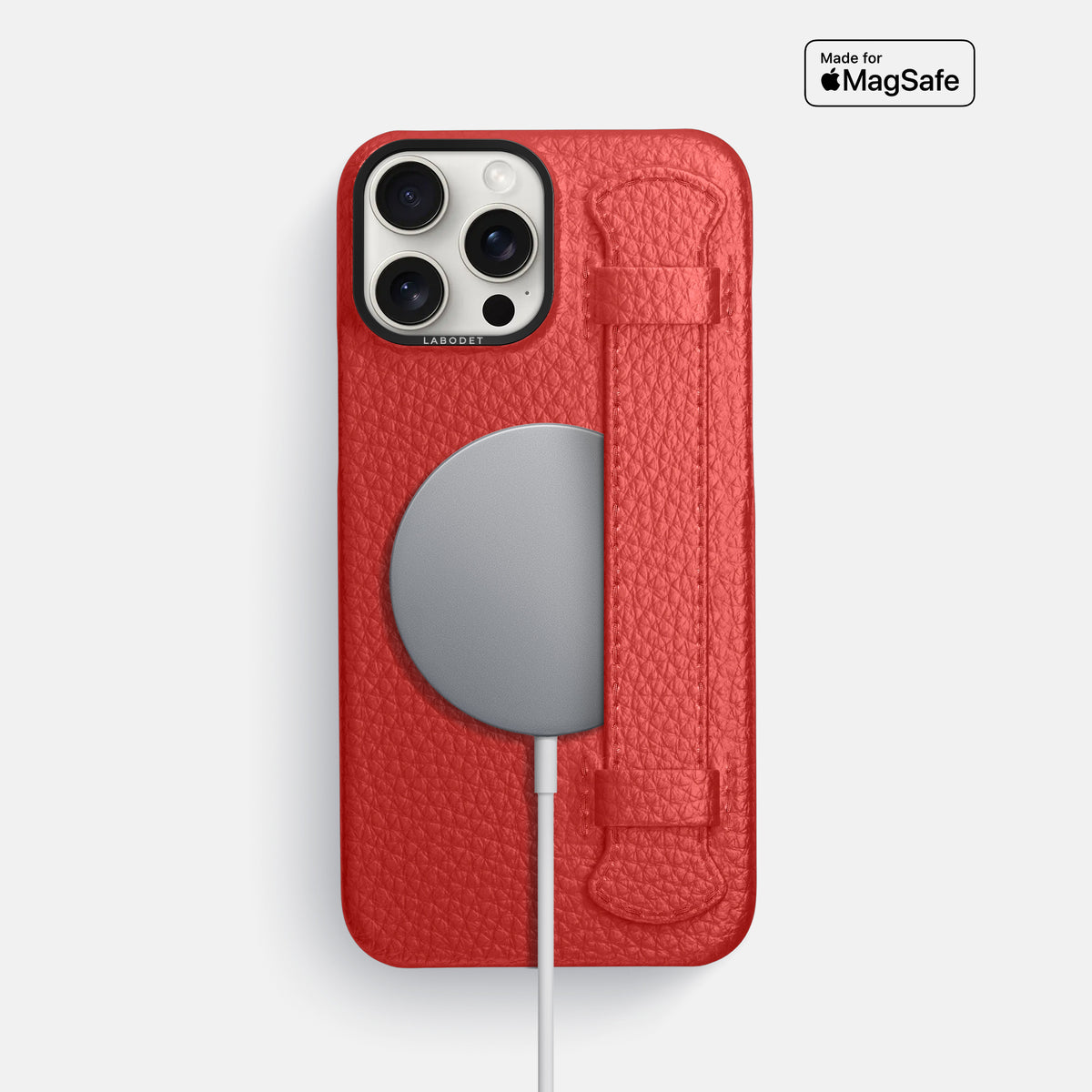 Red iPhone 16 Pro Max Handle Case Calf with Black Metal -5 | Red-Black