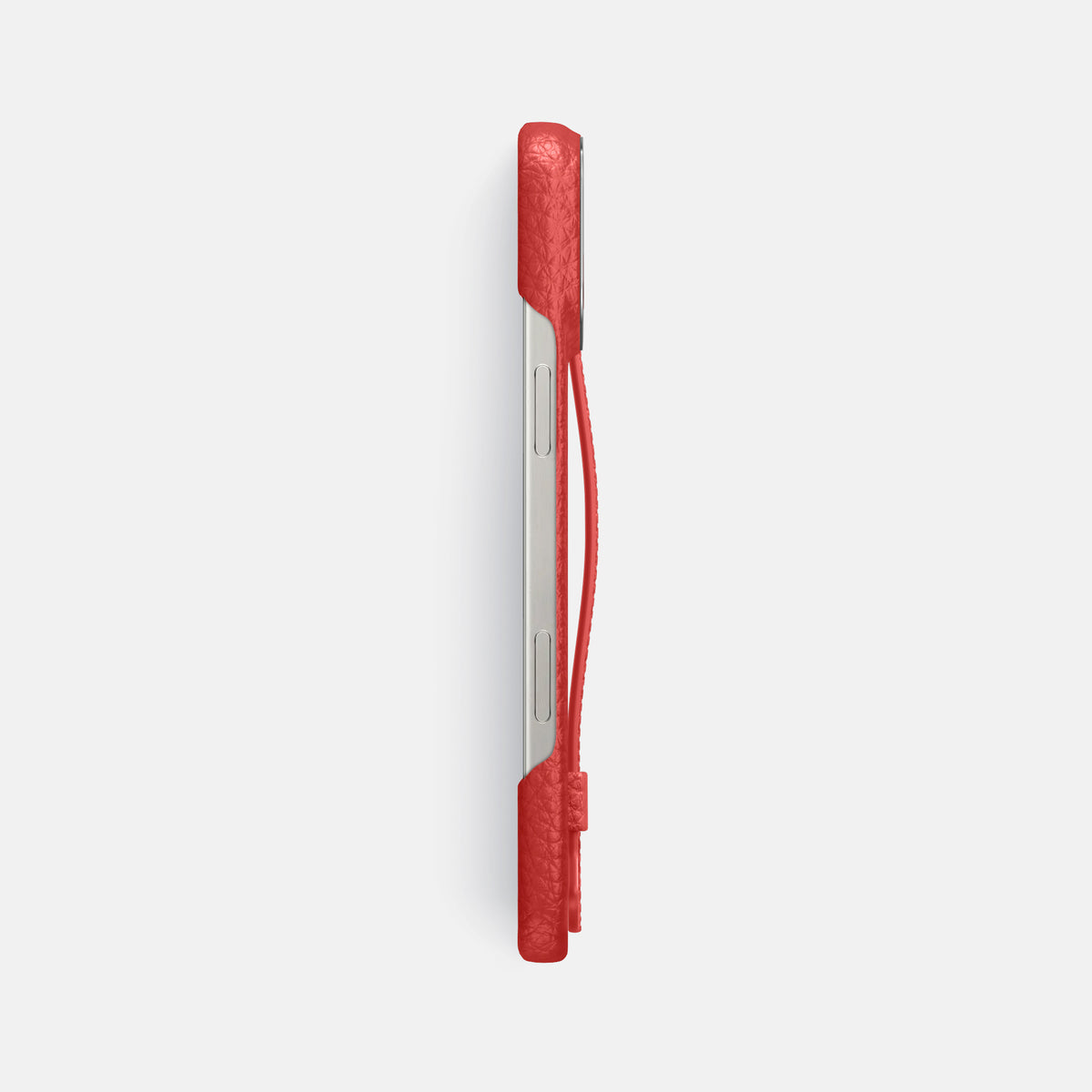 Red iPhone 16 Pro Max Handle Case Calf with Steel Metal -3 | Red-Steel