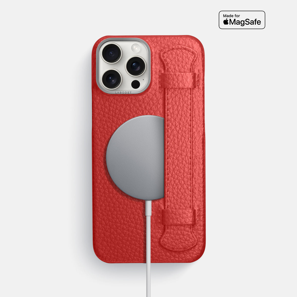 Red iPhone 16 Pro Max Handle Case Calf with Steel Metal -5 | Red-Steel