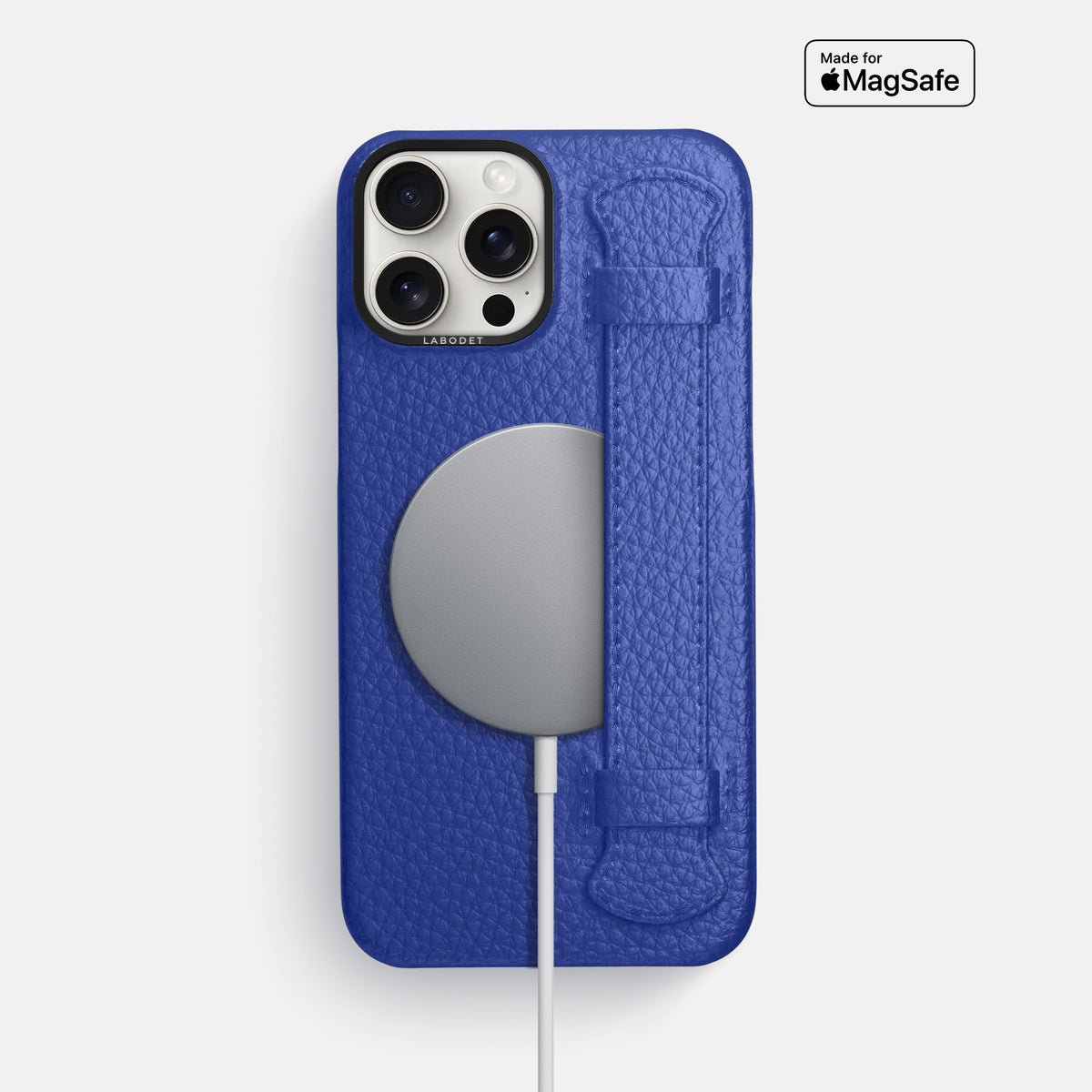 Royal Blue iPhone 16 Pro Max Handle Case Calf with Black Metal -5 | Royal-Blue-Black
