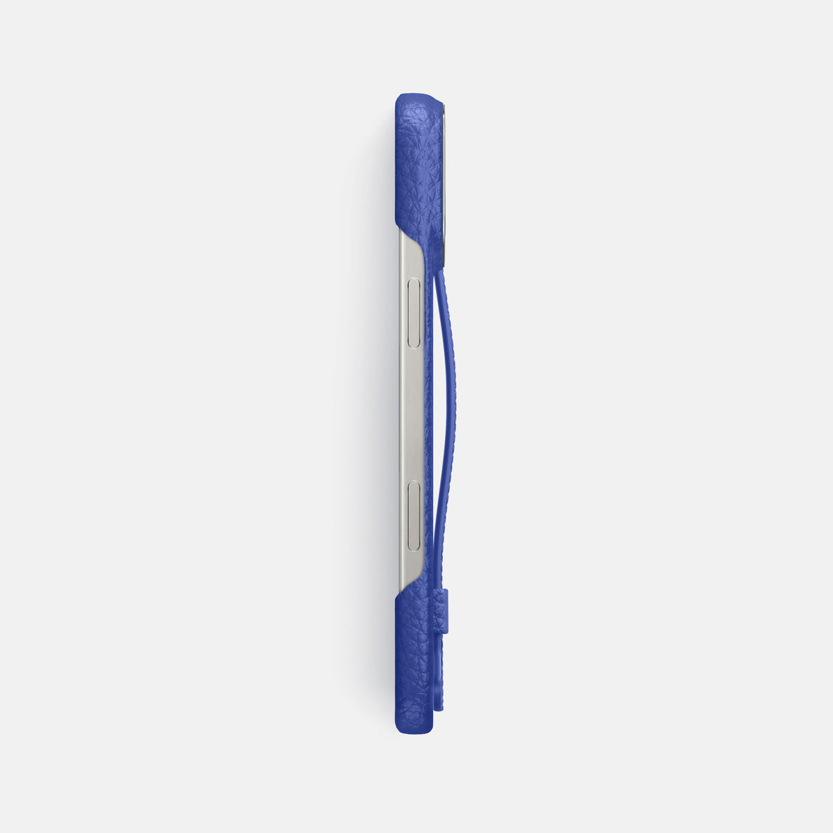 Royal Blue iPhone 16 Pro Max Handle Case Calf with Steel Metal -3 | Royal-Blue-Steel