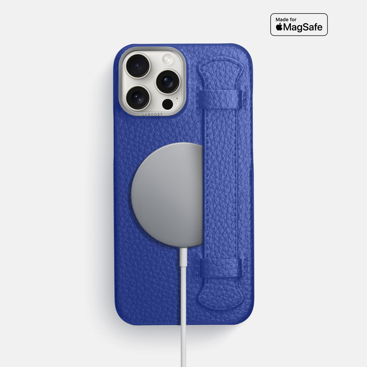 Royal Blue iPhone 16 Pro Max Handle Case Calf with Steel Metal -5 | Royal-Blue-Steel