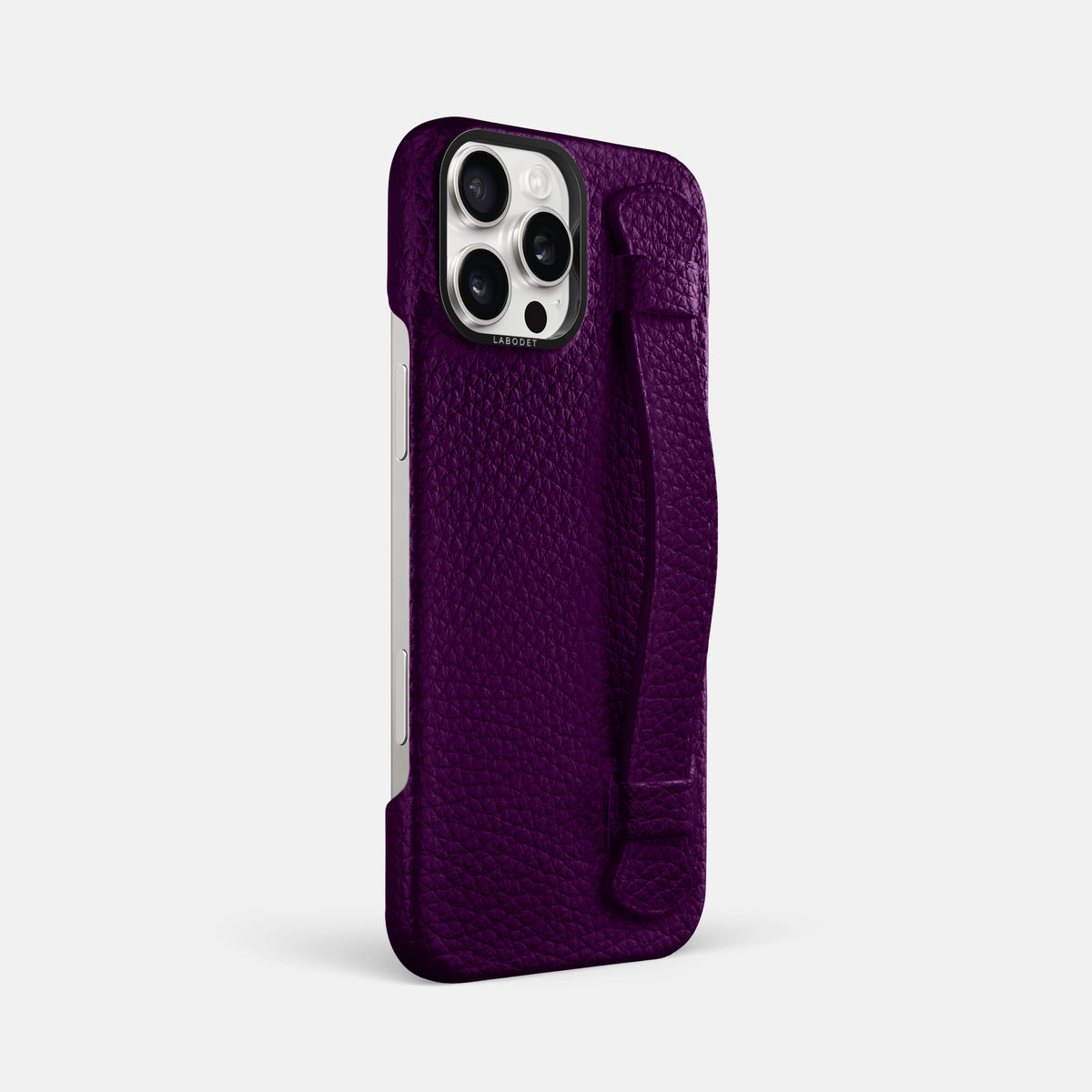 Violet iPhone 16 Pro Max Handle Case Calf with Black Metal -2 | Violet-Black