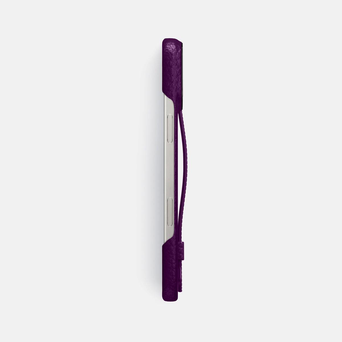 Violet iPhone 16 Pro Max Handle Case Calf with Black Metal -3 | Violet-Black
