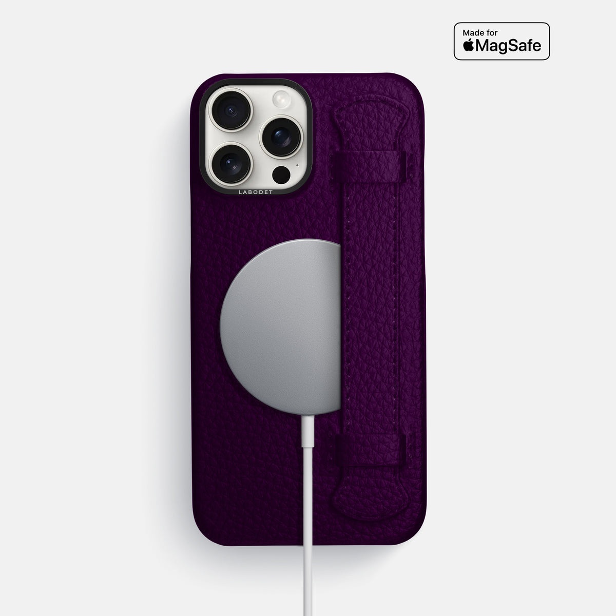 Violet iPhone 16 Pro Max Handle Case Calf with Black Metal -5 | Violet-Black