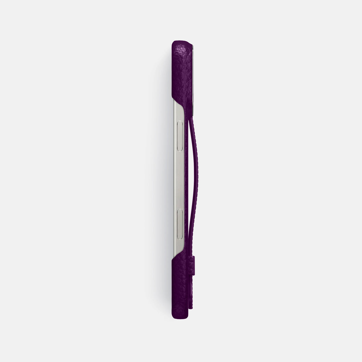 Violet iPhone 16 Pro Max Handle Case Calf with Steel Metal -3 | Violet-Steel
