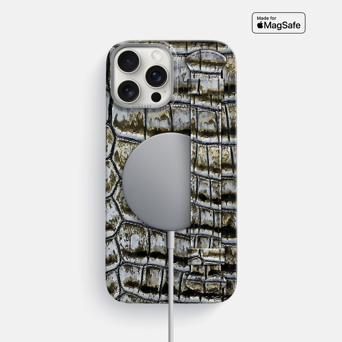 Antique-Bronze iPhone 16 Pro Max Handle Case Himalayan Crocodile with Steel Metal -4 | Antique-Bronze-Steel