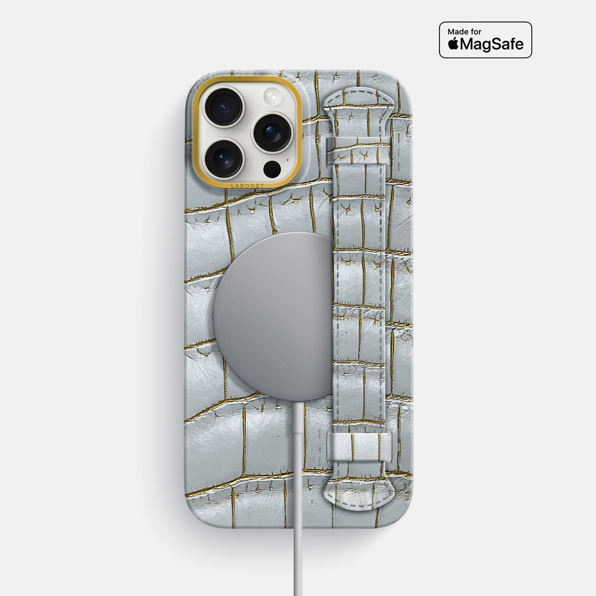 Arctic iPhone 16 Pro Max Center Handle Himalayan Crocodile with Gold Metal -5 | Arctic-Gold