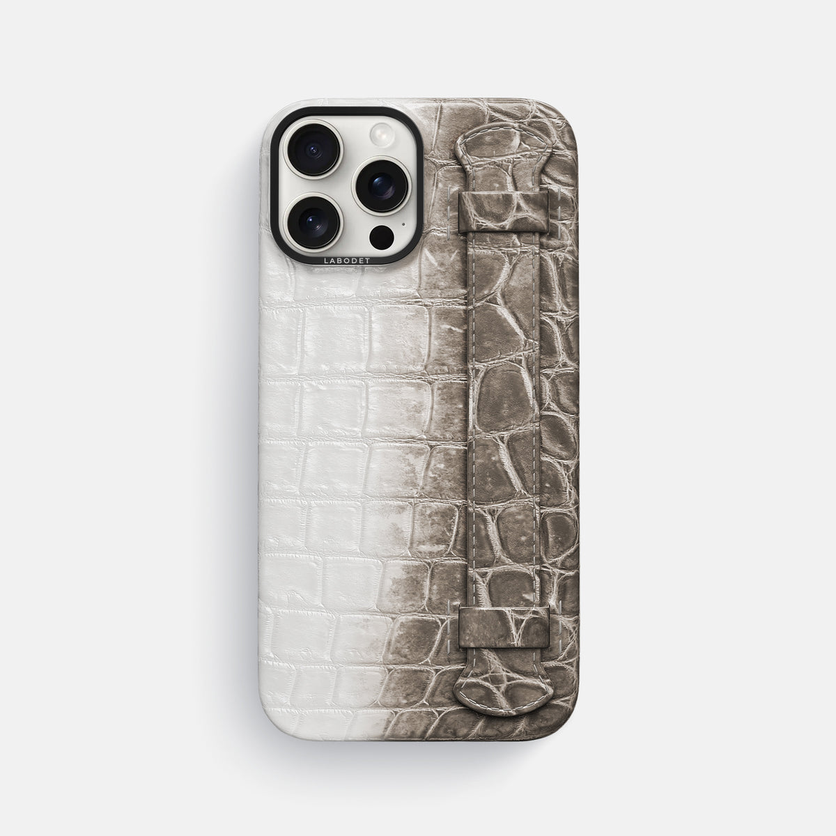 Dark iPhone 16 Pro Max Handle Case Himalayan Crocodile with Black Metal -1 | Dark-Black