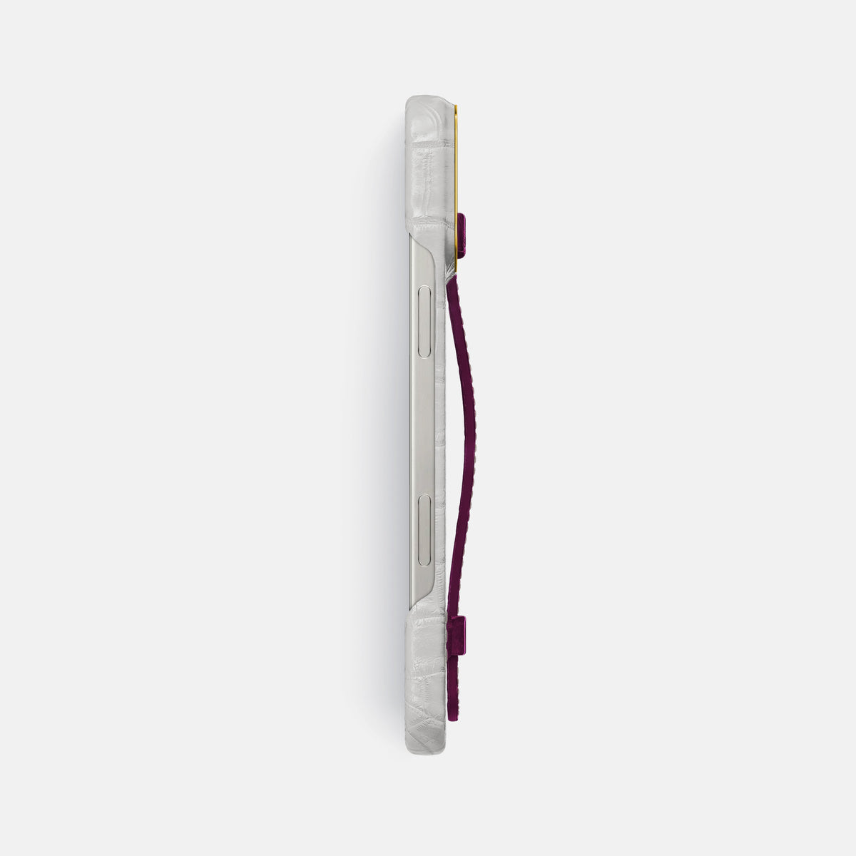 Fuchsia iPhone 16 Pro Max Center Handle Himalayan Crocodile with Gold Metal -3 | Fuchsia-Gold
