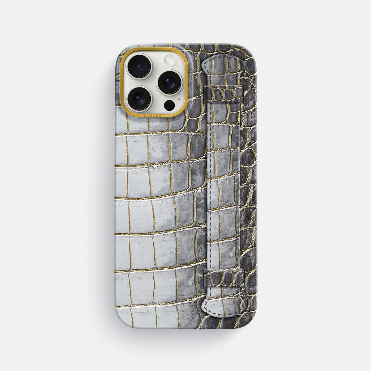 Gold iPhone 16 Pro Max Center Handle Himalayan Crocodile with Gold Metal -1 | Gold-Gold