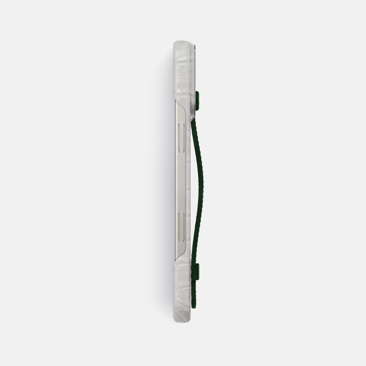 Green iPhone 16 Pro Max Handle Case Himalayan Crocodile with Steel Metal -3 | Green-Steel