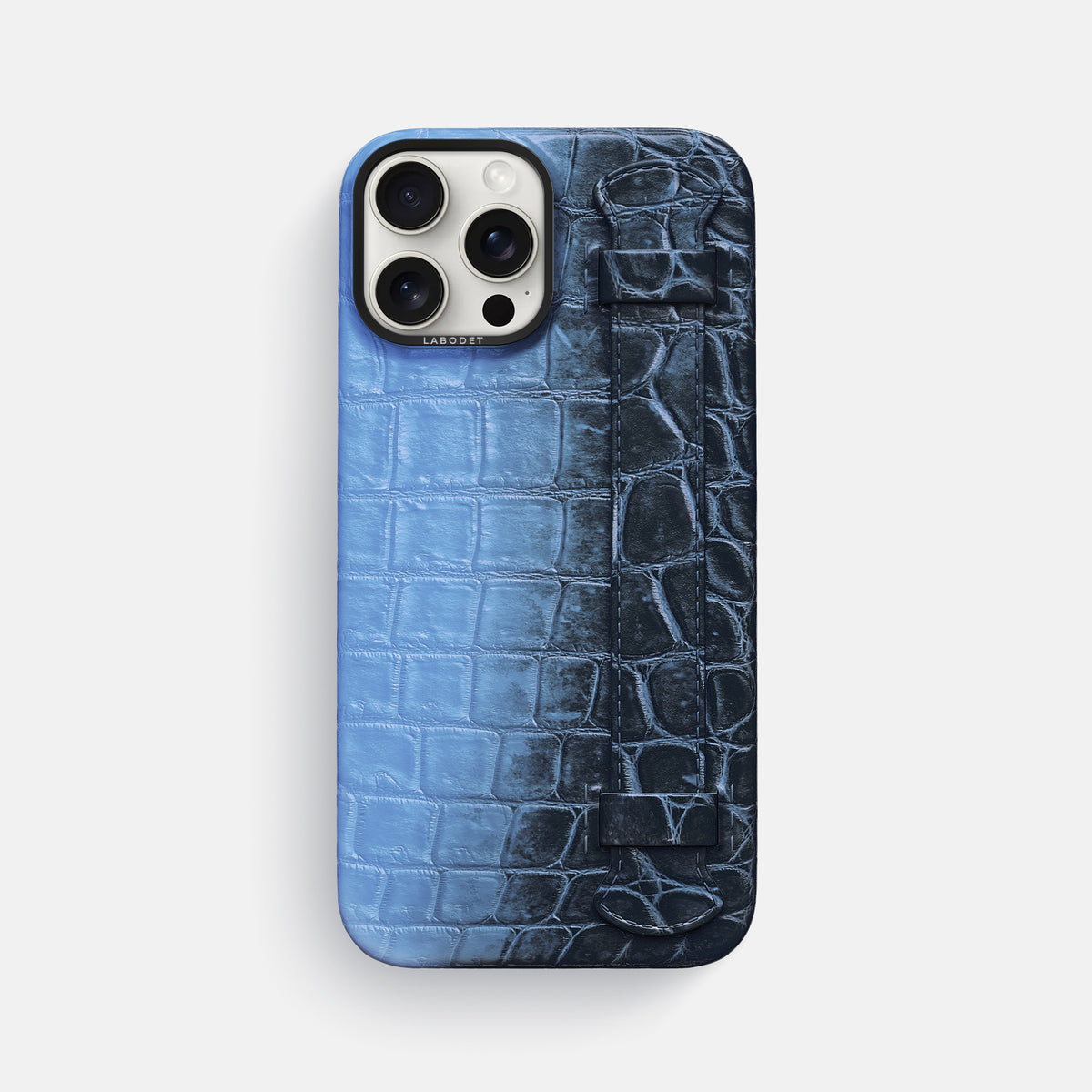 Lavender iPhone 16 Pro Max Handle Case Himalayan Crocodile with Black Metal -1 | Lavender-Black