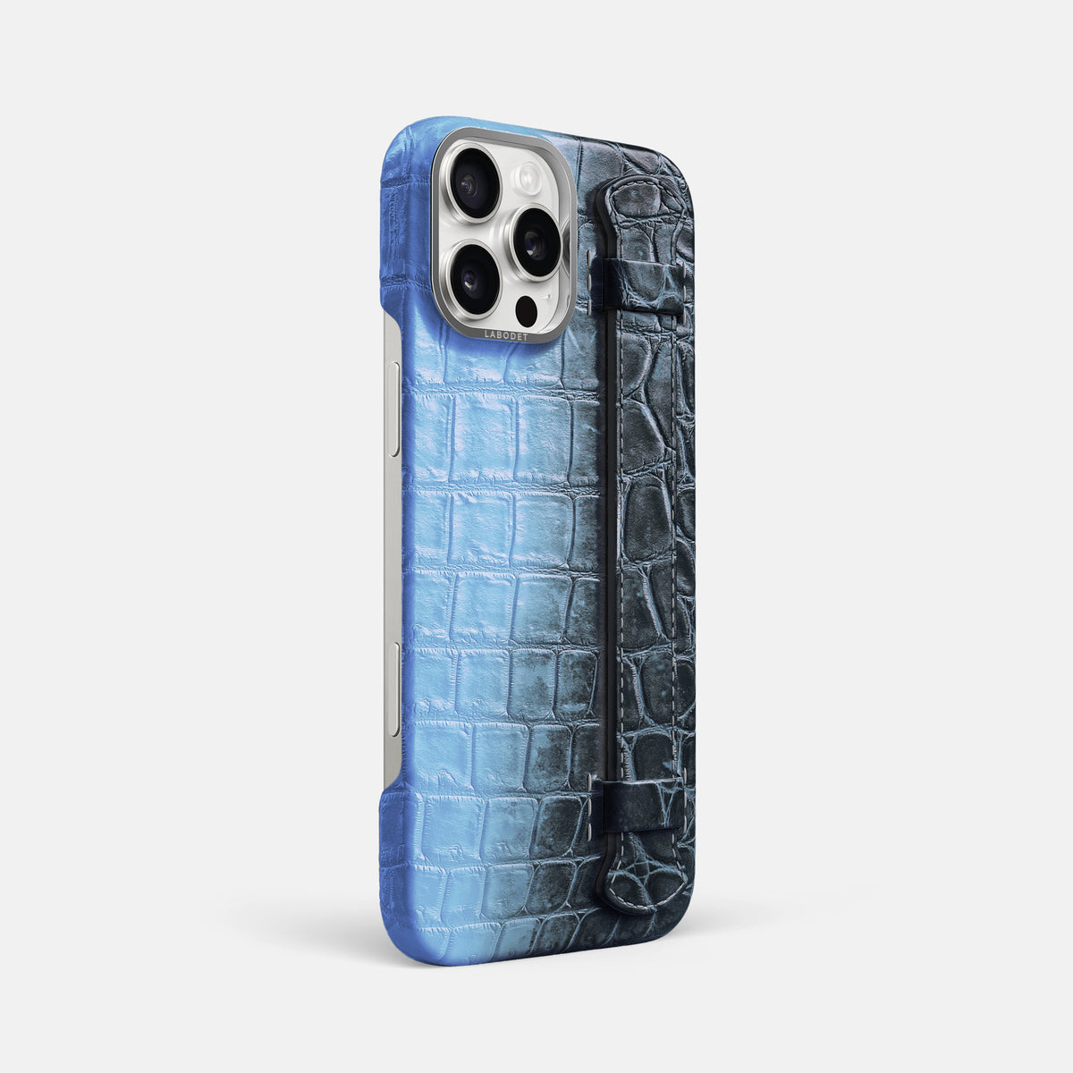 Lavender iPhone 16 Pro Max Handle Case Himalayan Crocodile with Steel Metal -2 | Lavender-Steel