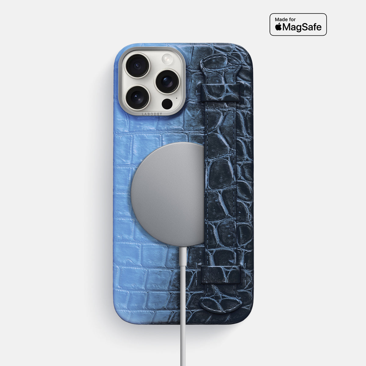 Lavender iPhone 16 Pro Max Handle Case Himalayan Crocodile with Steel Metal -5 | Lavender-Steel