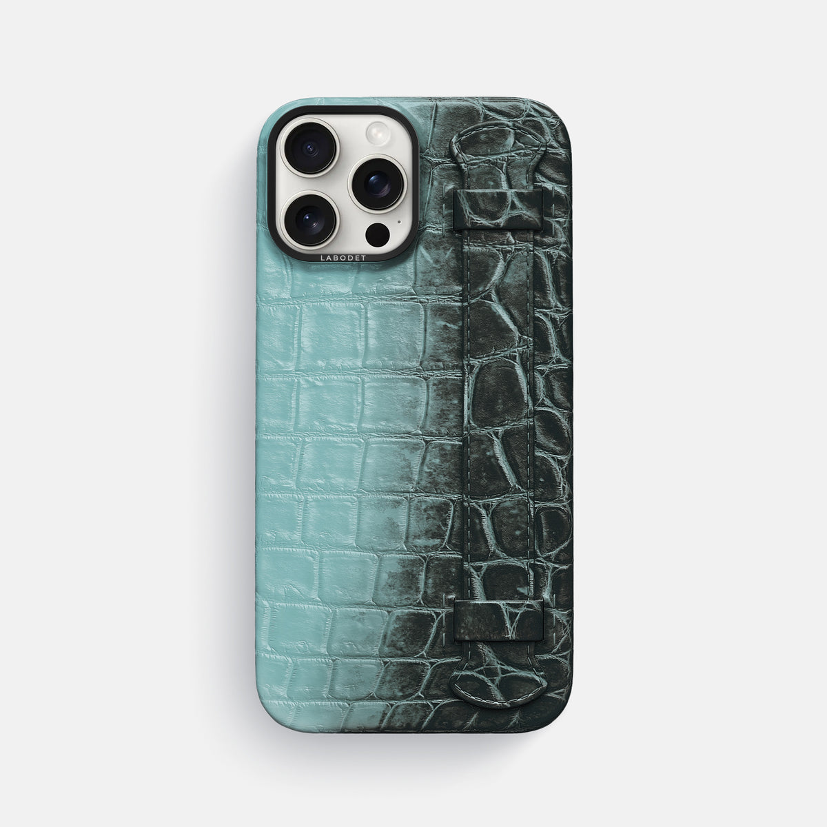 Light-Mint iPhone 16 Pro Max Handle Case Himalayan Crocodile with Black Metal -1 | Light-Mint-Black