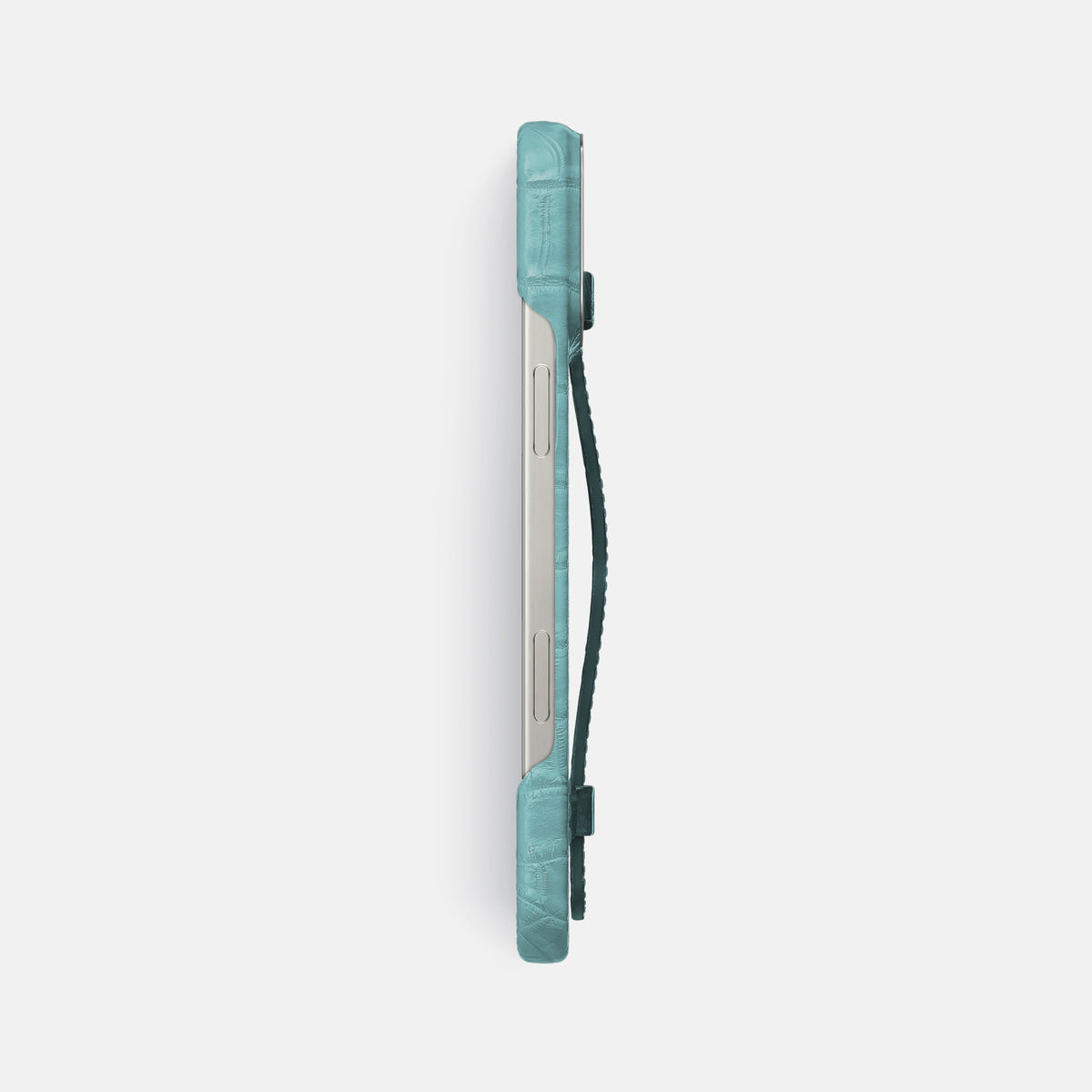Light-Mint iPhone 16 Pro Max Handle Case Himalayan Crocodile with Steel Metal -3 | Light-Mint-Steel