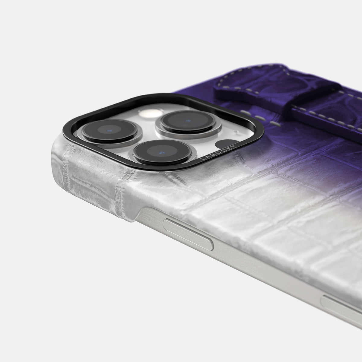 Purple iPhone 16 Pro Max Handle Case Himalayan Crocodile with Black Metal -6 | Purple-Black