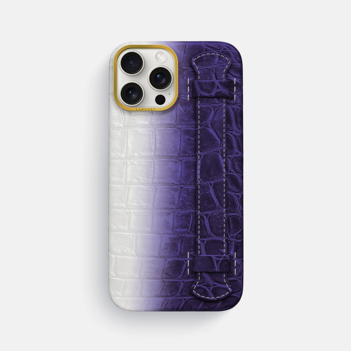 Purple iPhone 16 Pro Max Center Handle Himalayan Crocodile with Gold Metal -1 | Purple-Gold