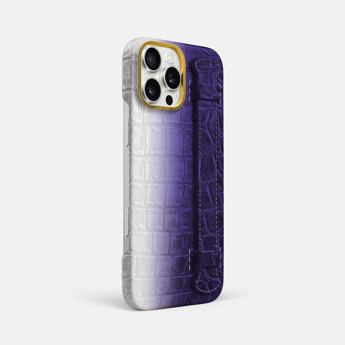 Purple iPhone 16 Pro Max Center Handle Himalayan Crocodile with Gold Metal -2 | Purple-Gold