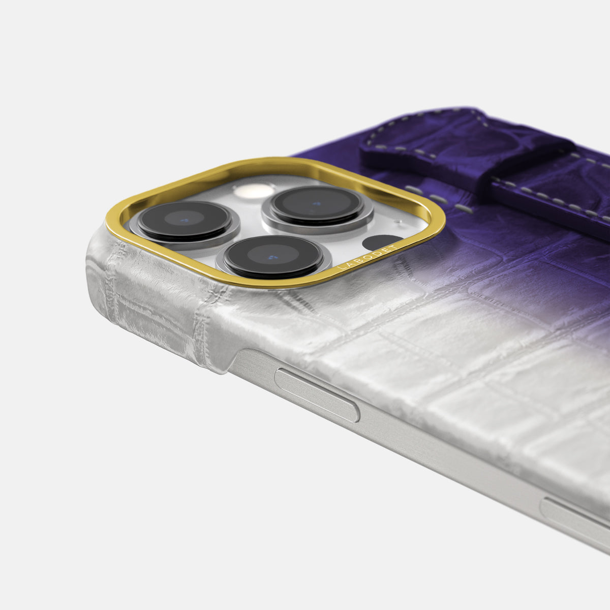 Purple iPhone 16 Pro Max Center Handle Himalayan Crocodile with Gold Metal -6 | Purple-Gold
