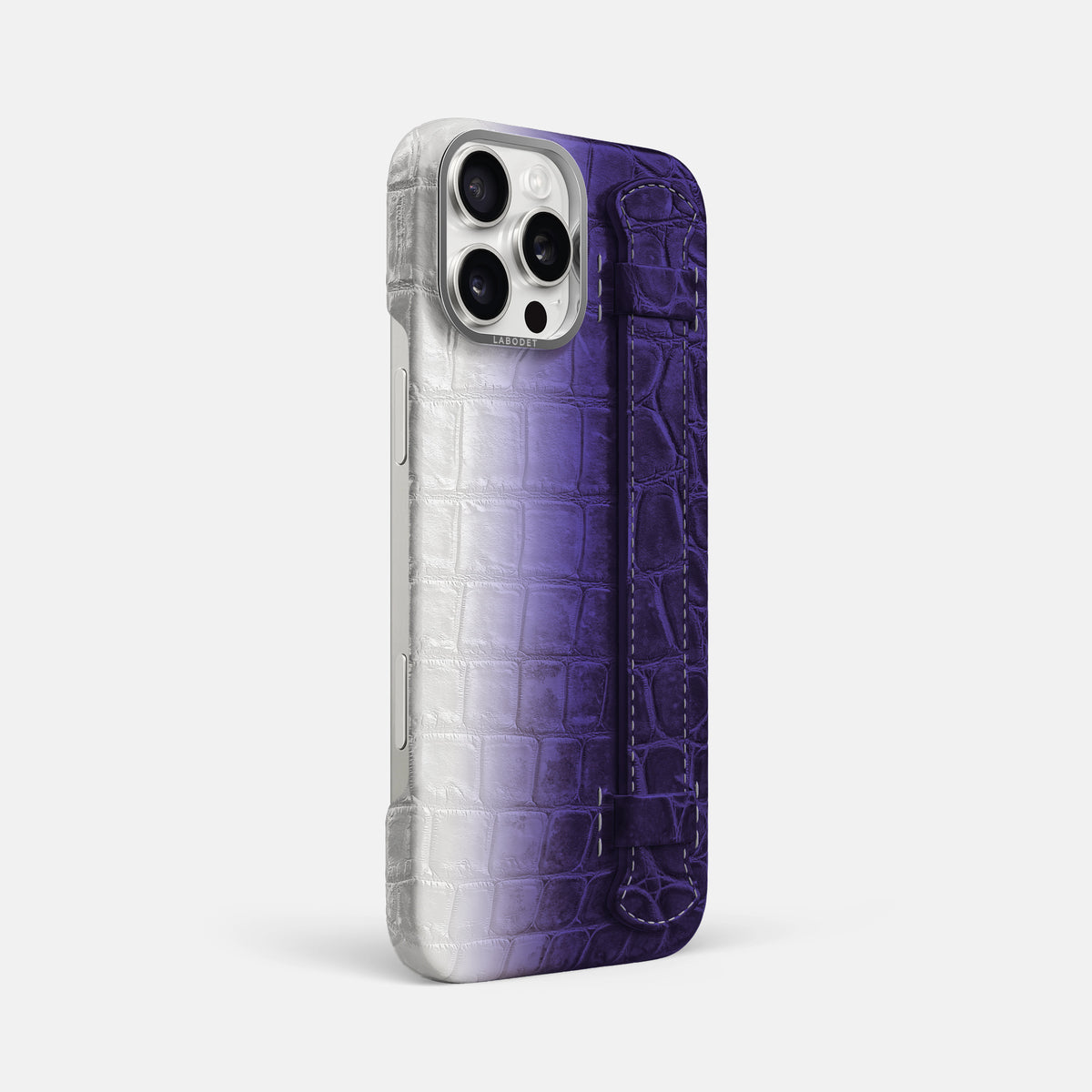 Purple iPhone 16 Pro Max Handle Case Himalayan Crocodile with Steel Metal -2 | Purple-Steel