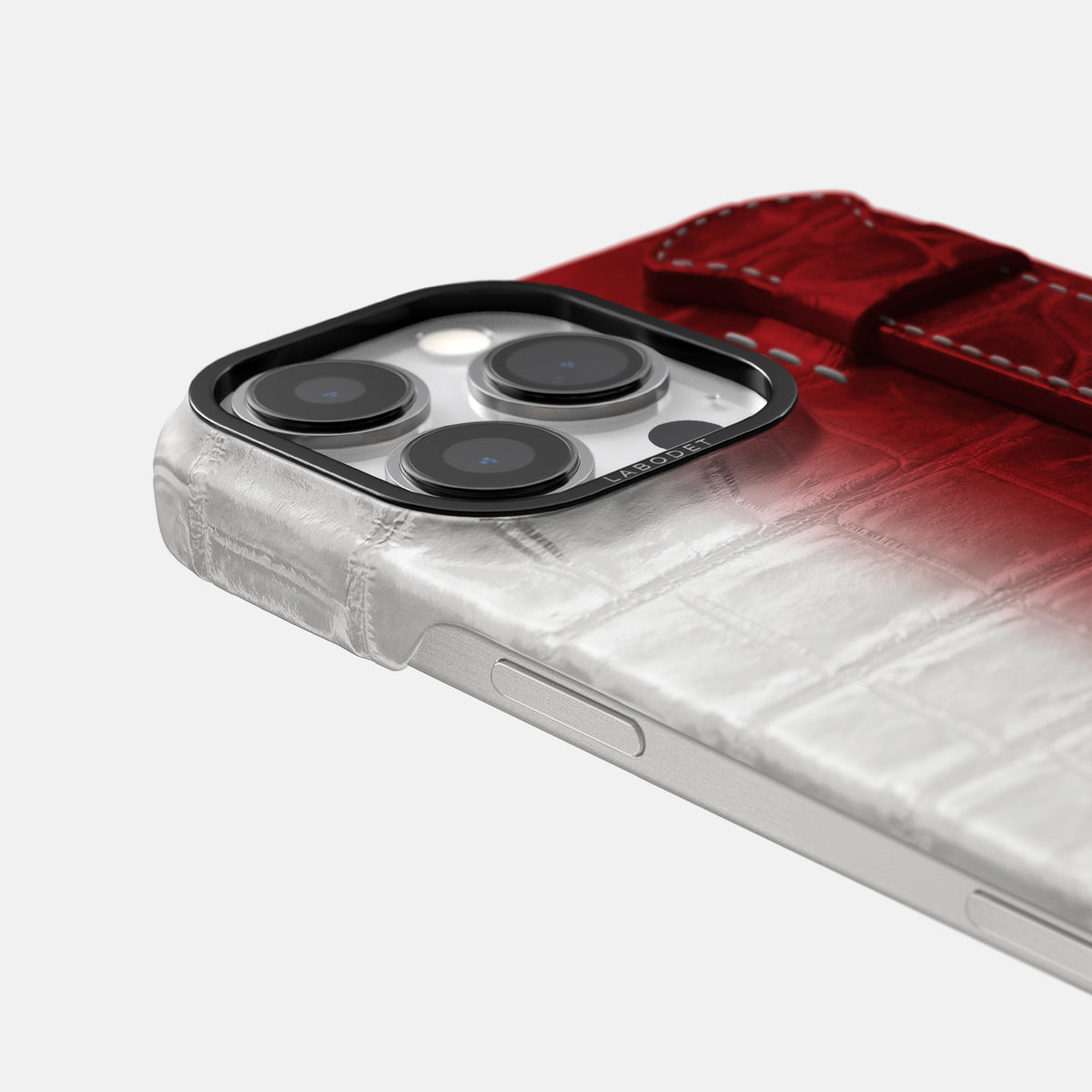 Red iPhone 16 Pro Max Handle Case Himalayan Crocodile with Black Metal -6 | Red-Black